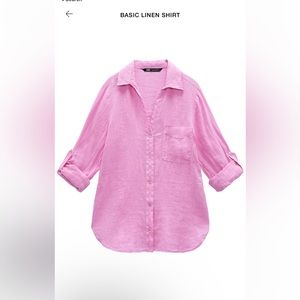 New Zara linen blouse pink size M